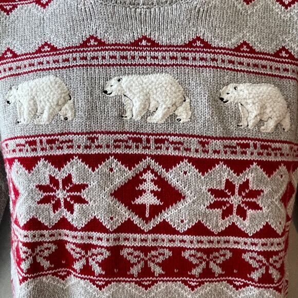 Karen Scott Polar Bear Nordic Christmas Holiday Sweater Size Small - Picture 2 of 5